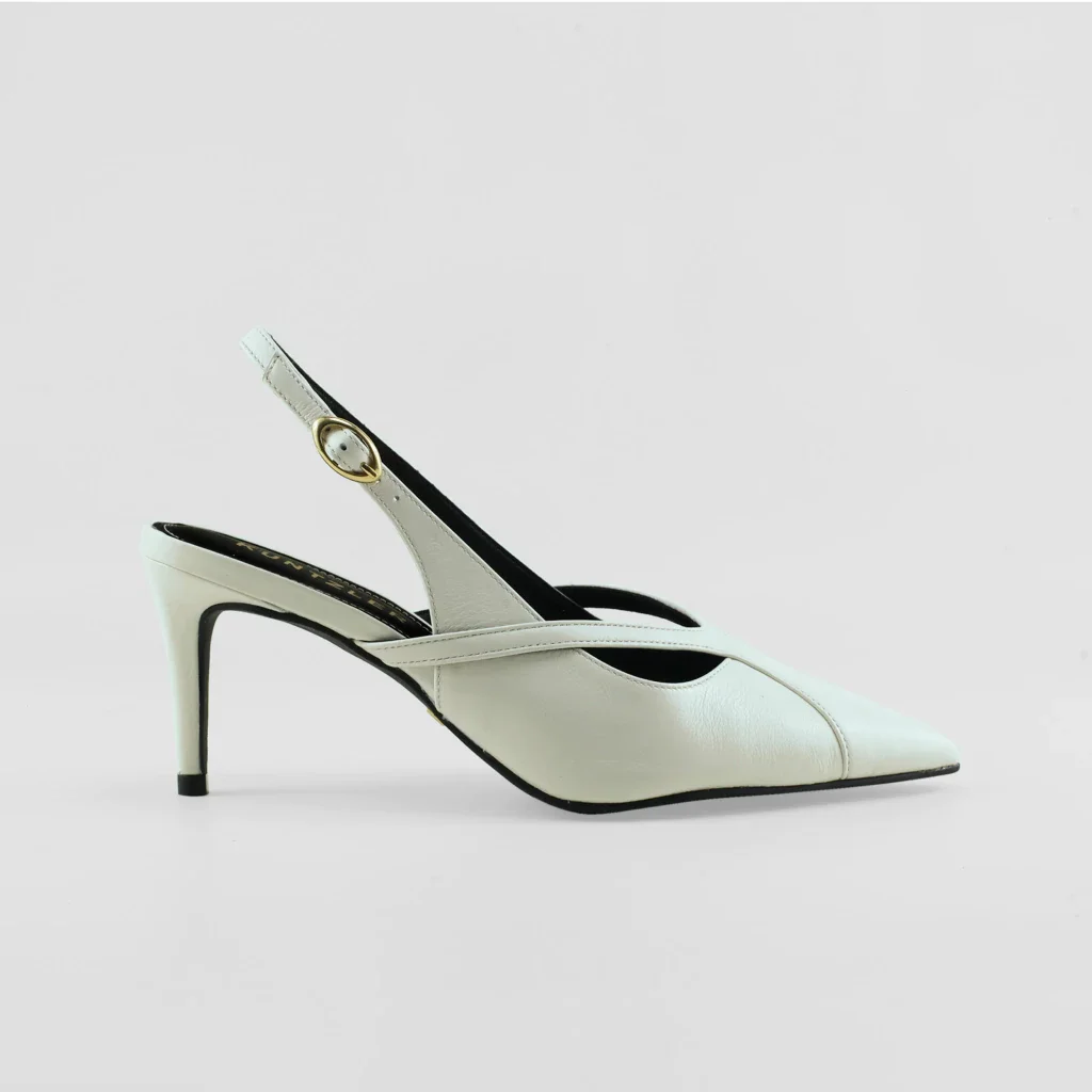 Slingback Valença em Couro Cor Off White