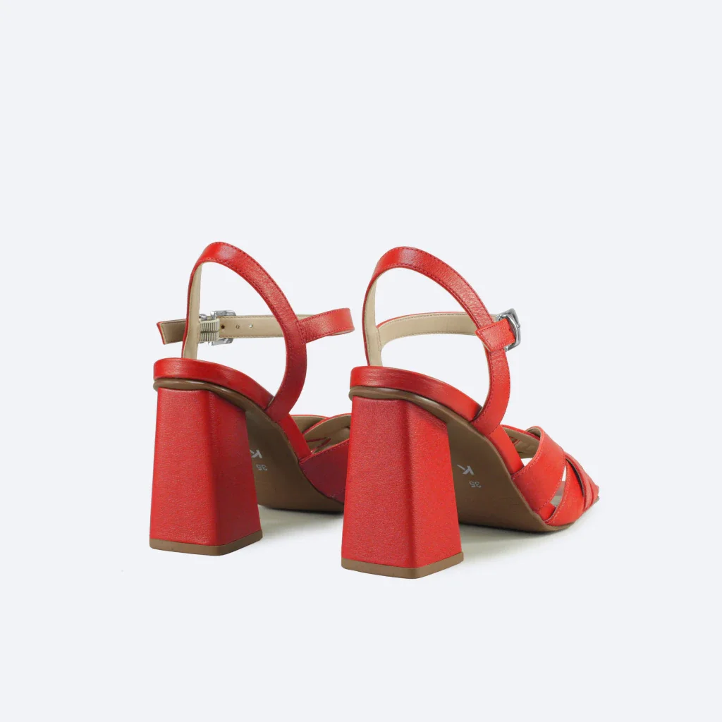 Sandália Beatriz em Couro na Cor Vermelha Vermelho 3