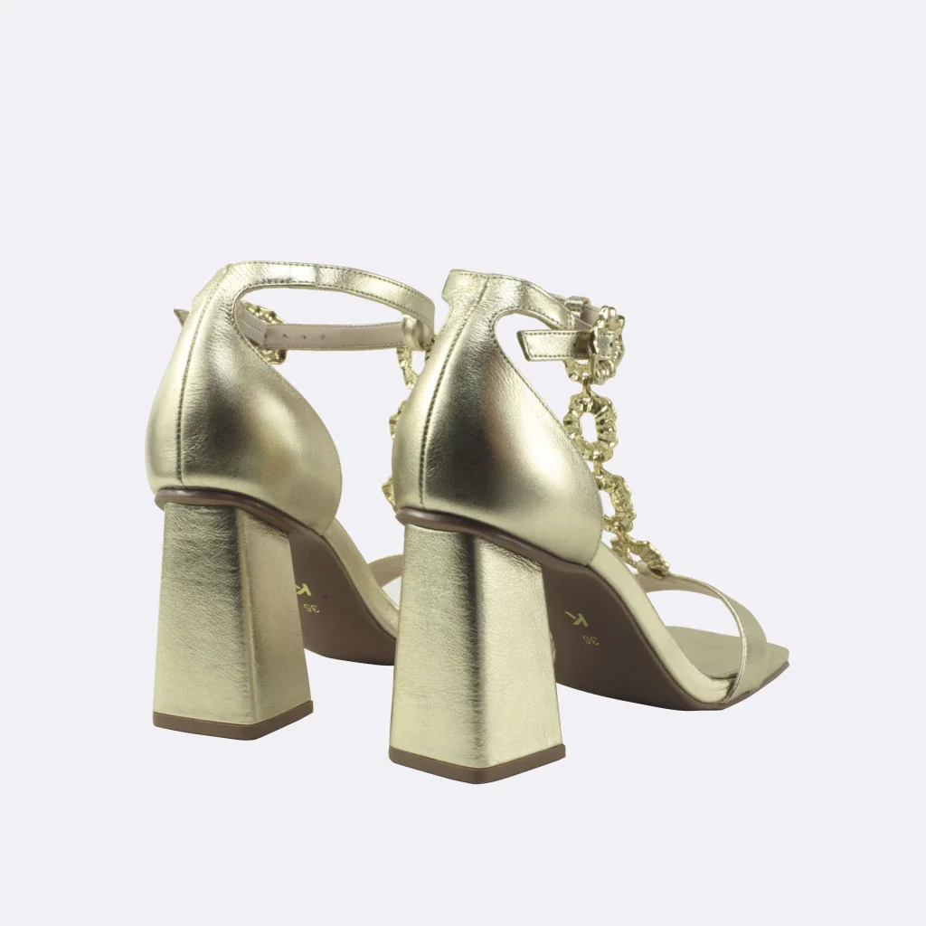 Sandália Estela em Couro na Cor Dourada Dourado 3