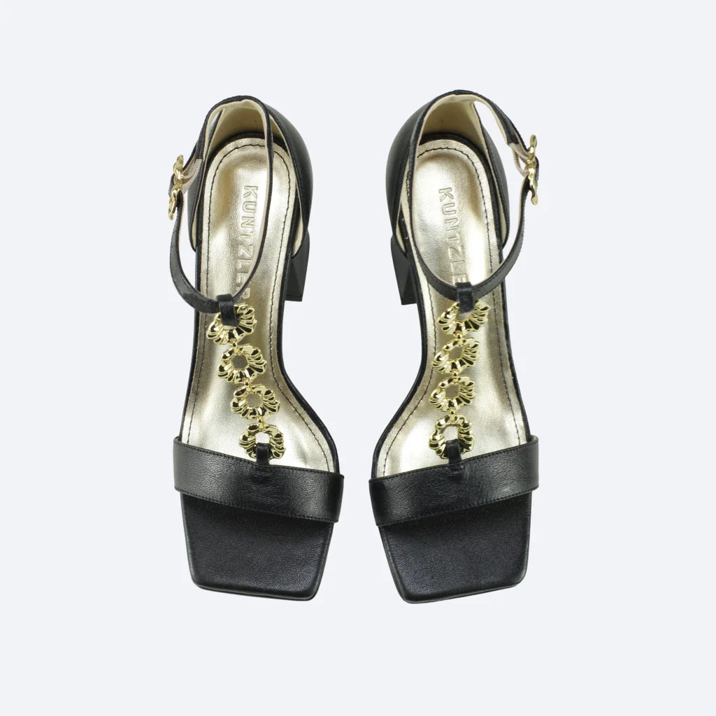 Sandália Estela em Couro na Cor Preto Preto 2