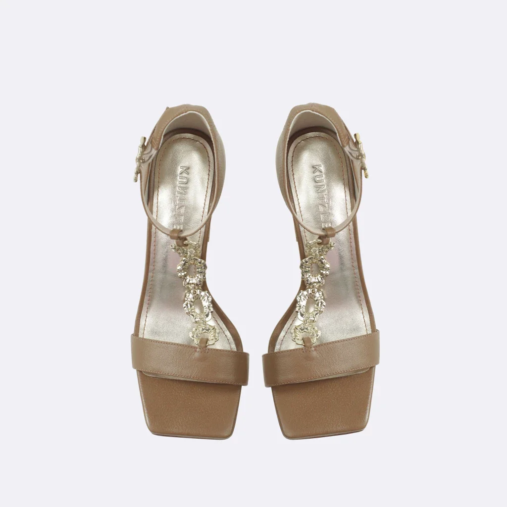 Sandália Estela em Couro na Cor Caramelo Marrom 2