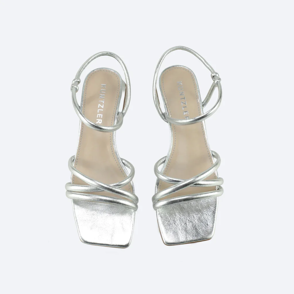 Sandália Giovanna em Couro Cor Prata Prata 2