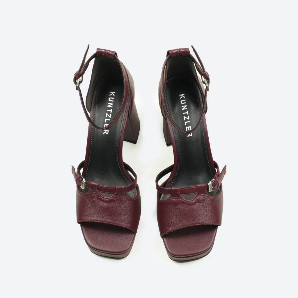 Sandália Plataforma Cecilia em Couro Cor Bordô Bordô 2