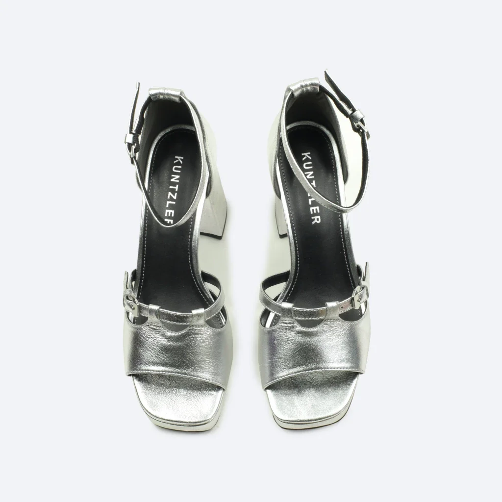Sandália Plataforma Cecilia em Couro Cor Metalizado Prata Prata 2