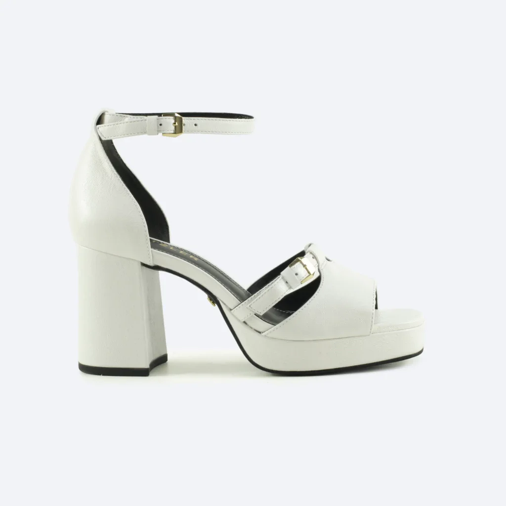 Sandália Plataforma Cecilia em Couro Cor Of White
