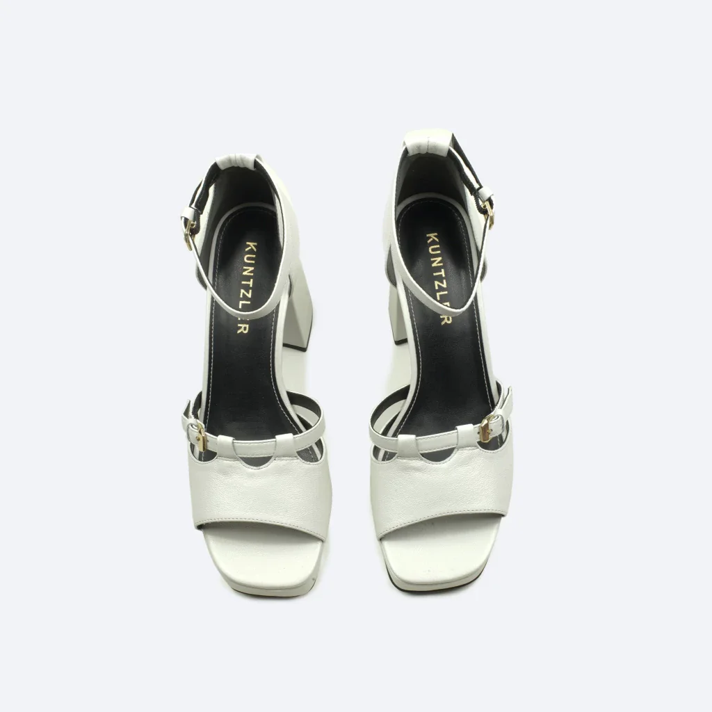 Sandália Plataforma Cecilia em Couro Cor Of White Branco 2