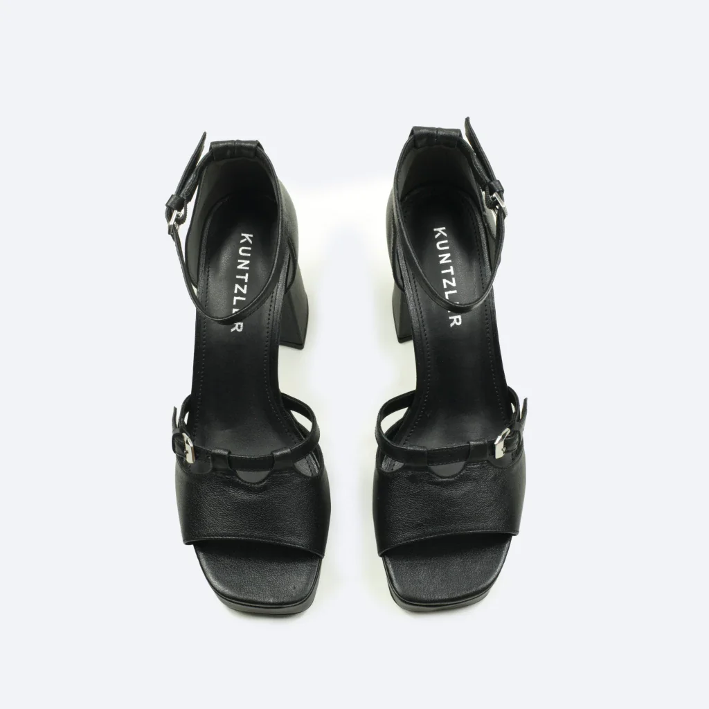 Sandália Plataforma Cecilia em Couro Cor Preta Preto 2