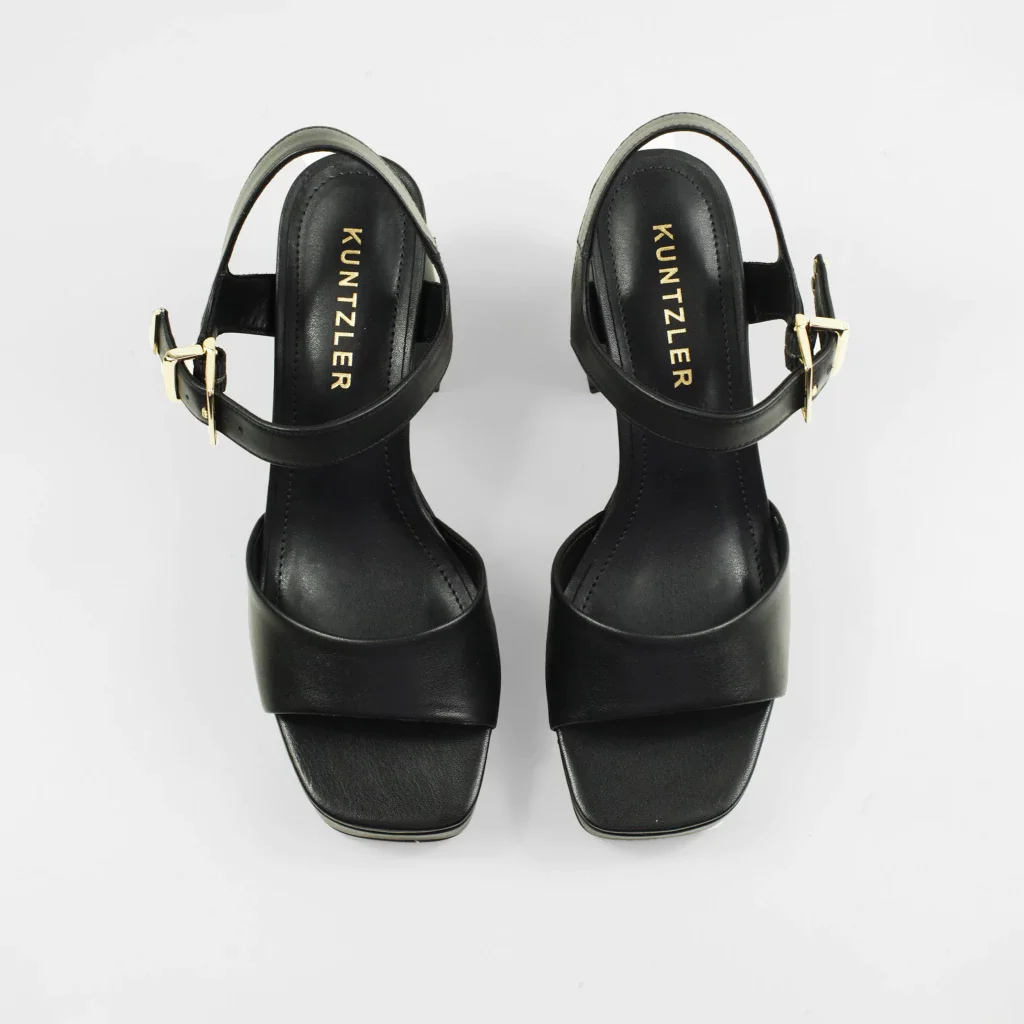 Sandália Plataforma Elisa em Couro Cor Preta Preto 3