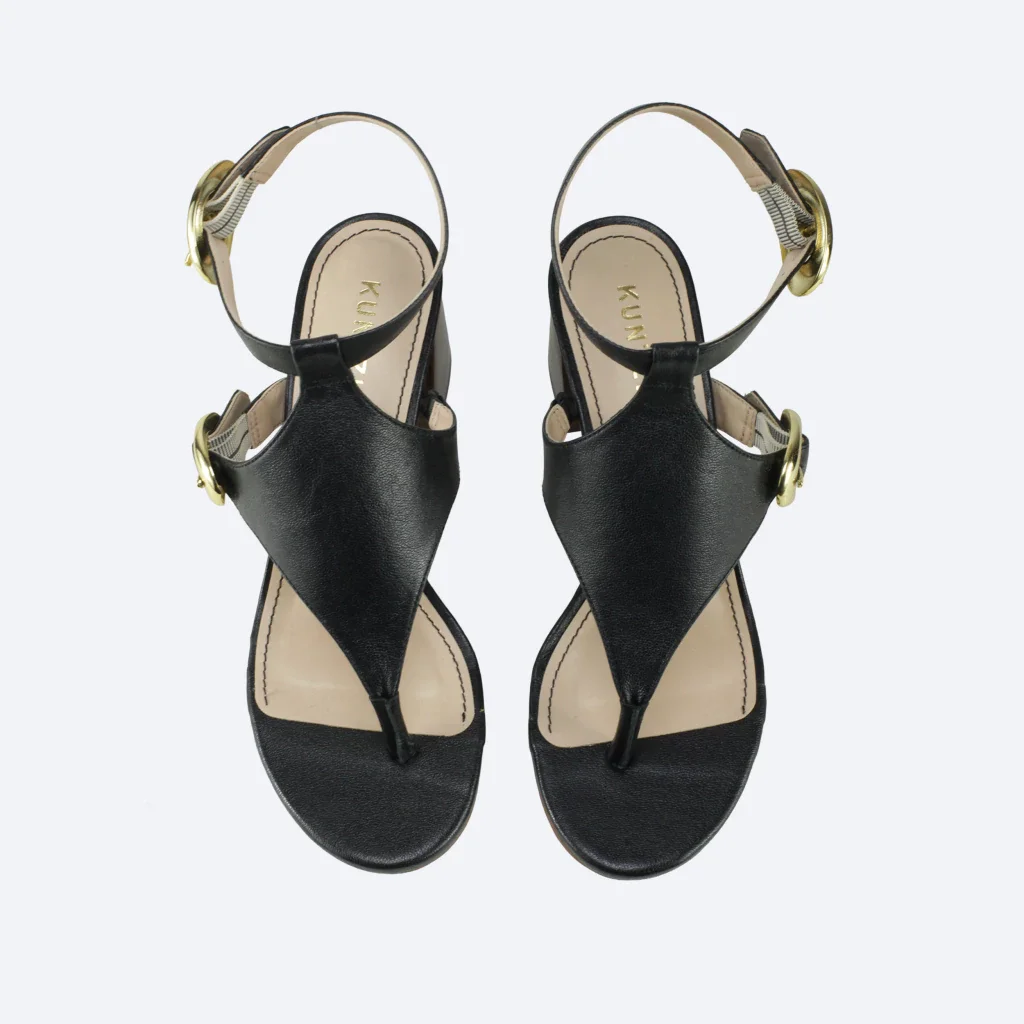 Sandália Valentina em Couro na Cor Preta Preto 2