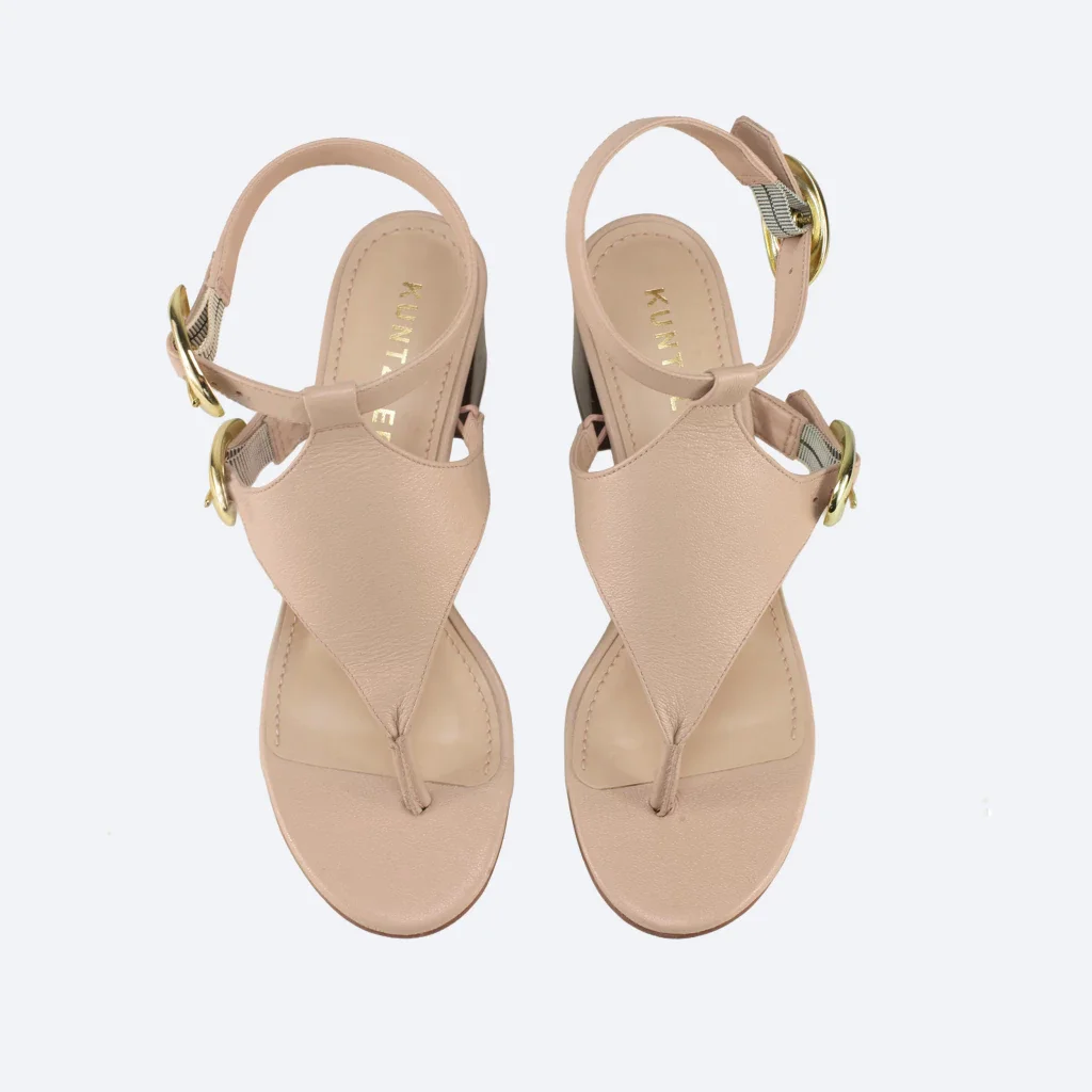 Sandália Valentina em Couro na Cor Nude Bege 2