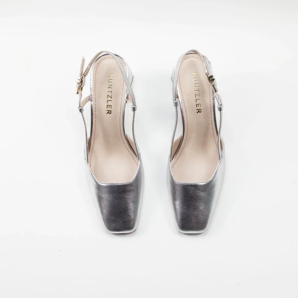Slingback Amber em Couro Metalizado Cor Prata Prata 2