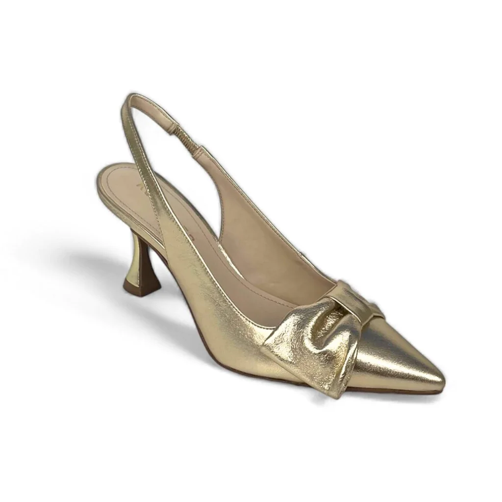 Slingback Catarina em Couro Cor Ouro Claro