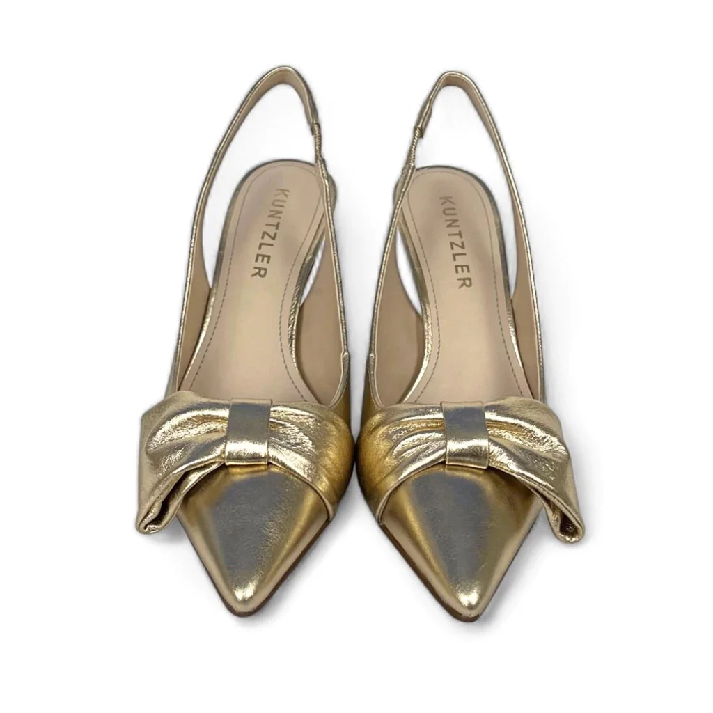 Slingback Catarina em Couro Cor Ouro Claro Dourado 3