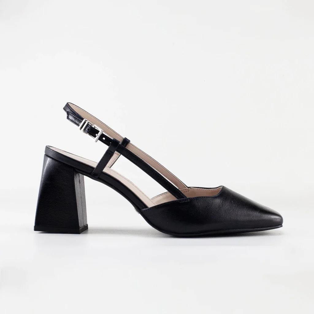 Slingback Amber em Couro  Cor Preto