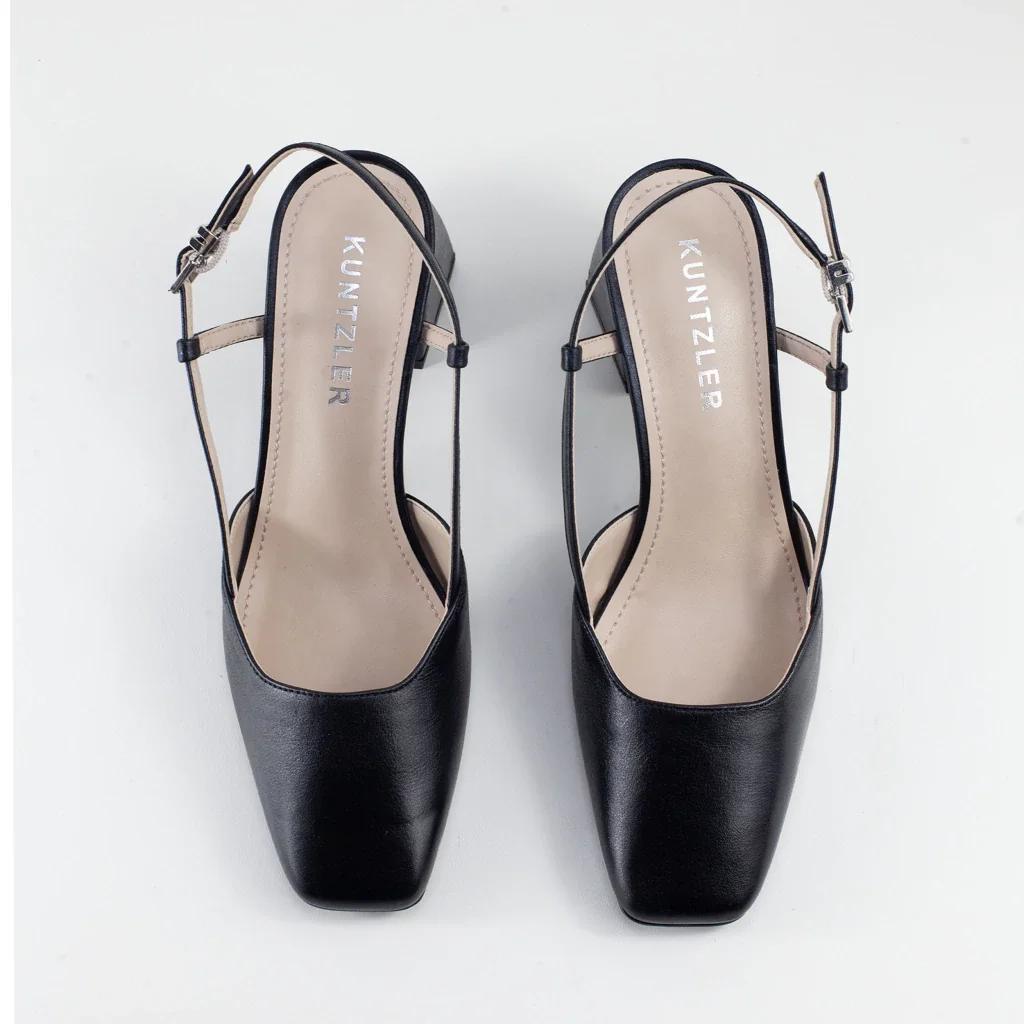 Slingback Amber em Couro Cor Preto Preto 2