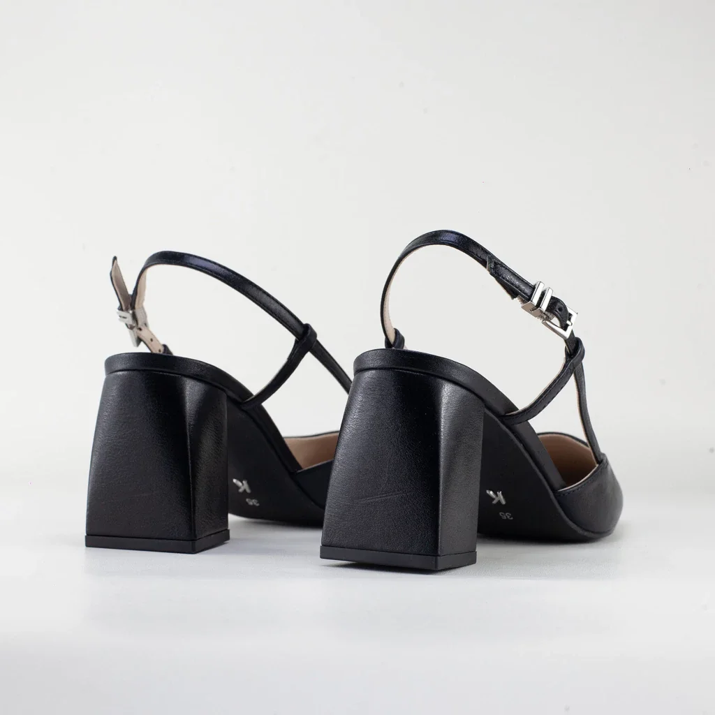 Slingback Amber em Couro Cor Preto Preto 3