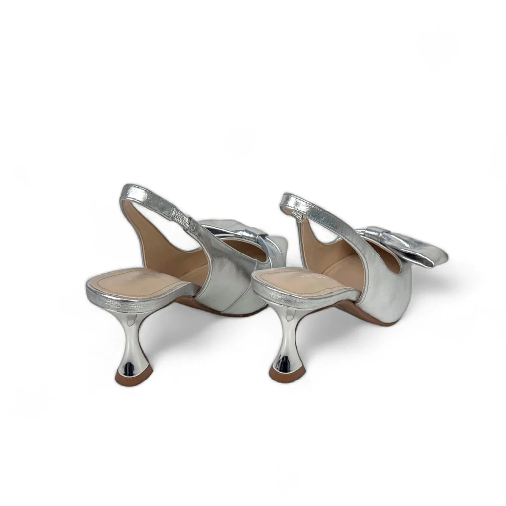 Slingback Catarina em Couro Cor Prata Prata 4