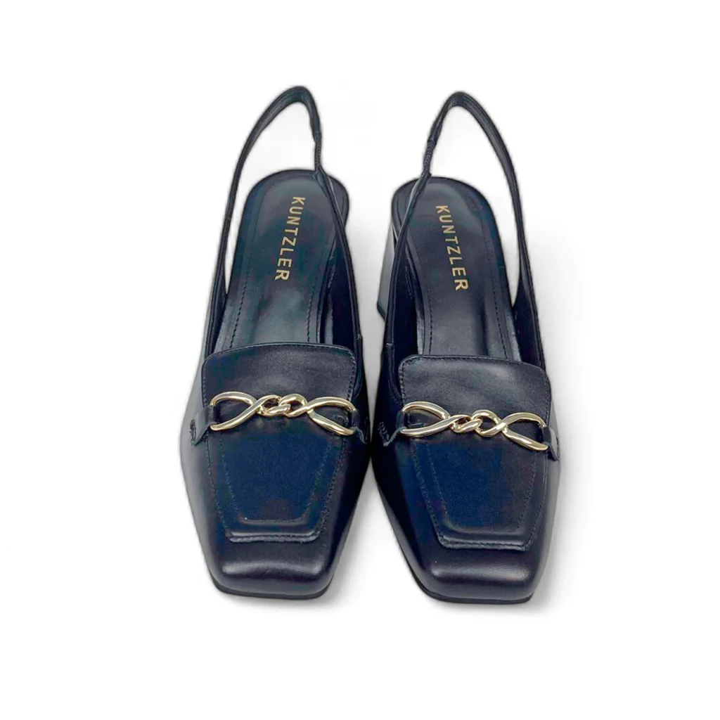 Slingback Monique em Couro Cor Preto Preto 3
