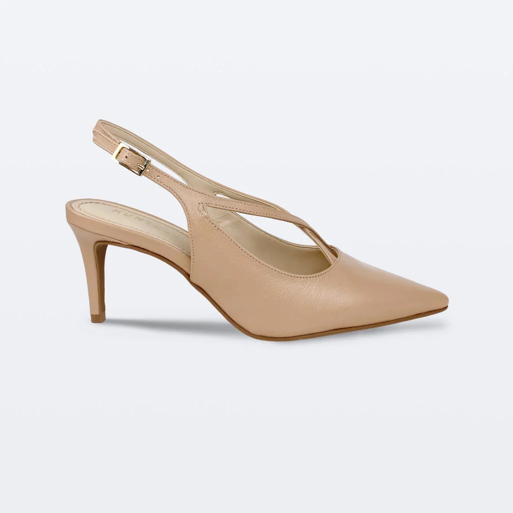 Slingback Leia em Couro Cor Blush