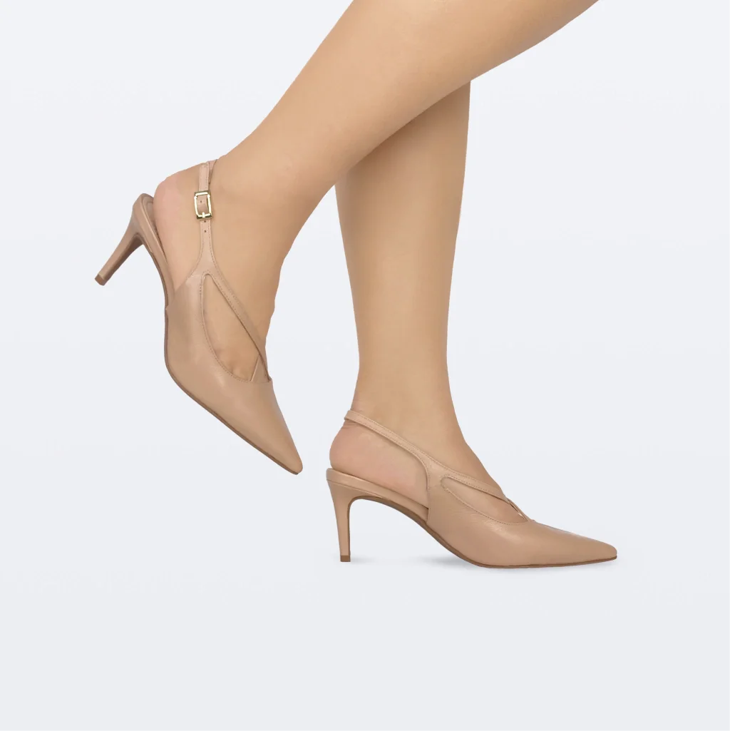 Slingback Leia em Couro Cor Blush Bege 2