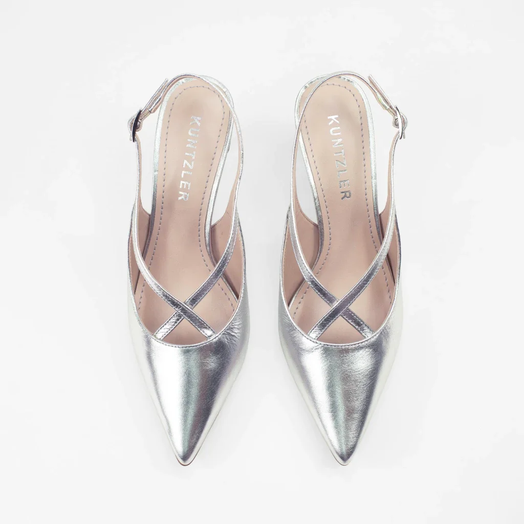 Slingback Leia em Couro Cor Prata Prata 3