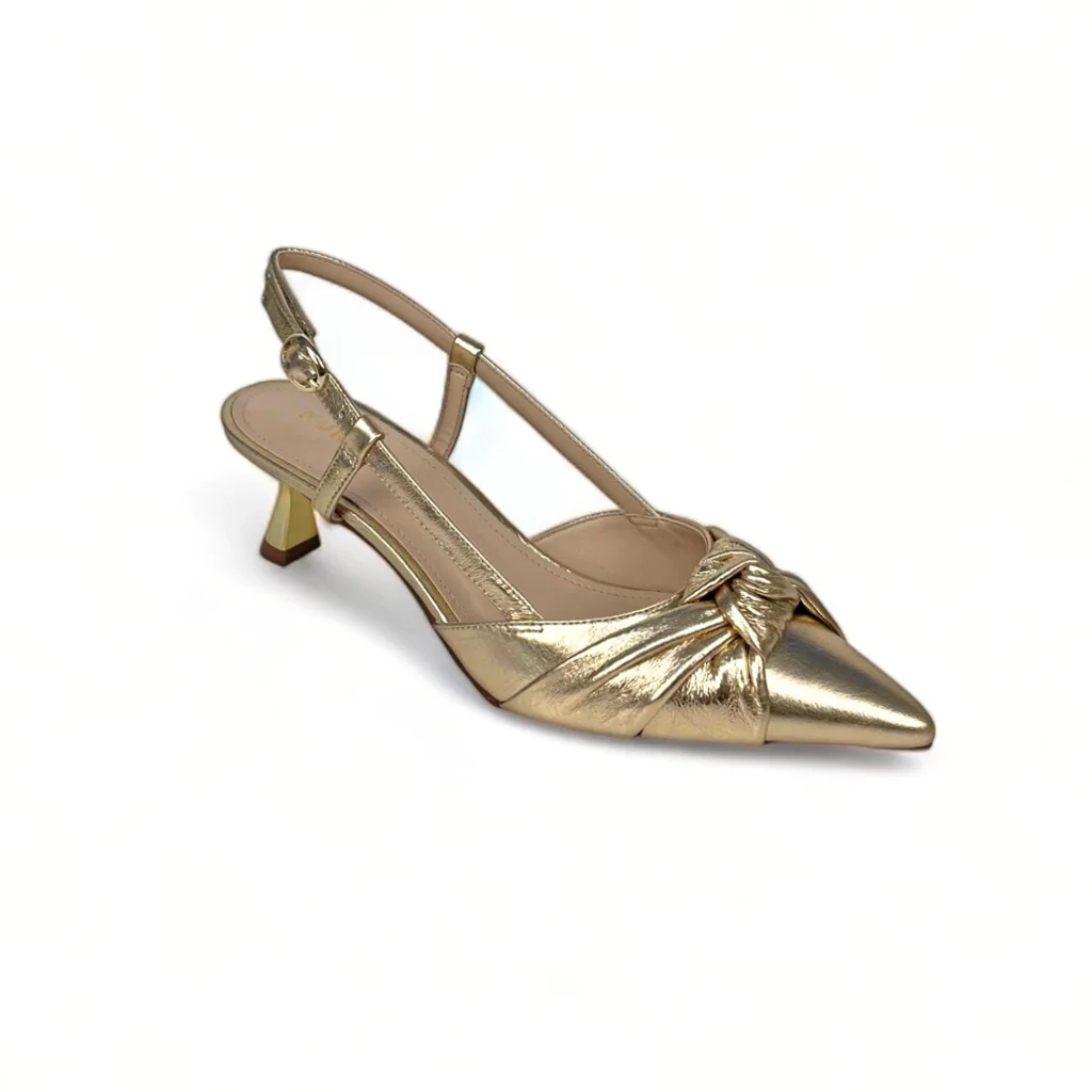 Slingback Chay em Couro Cor Ouro