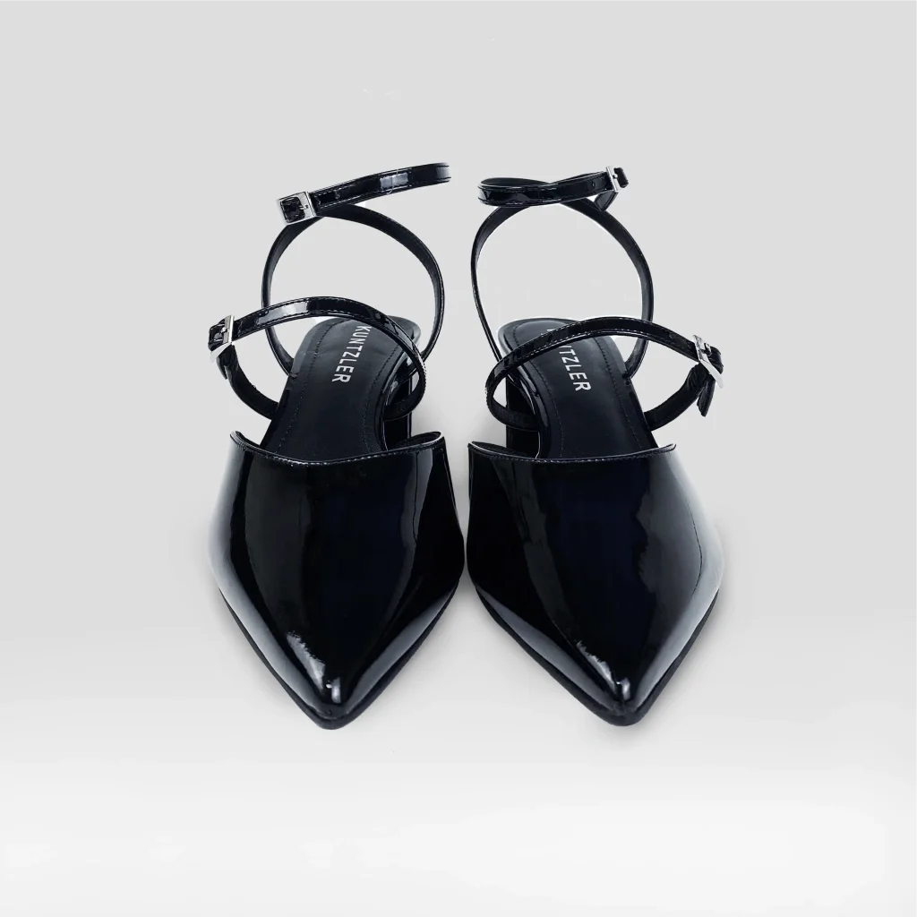 Slingback Luciana em Couro Cor Preto Preto 3