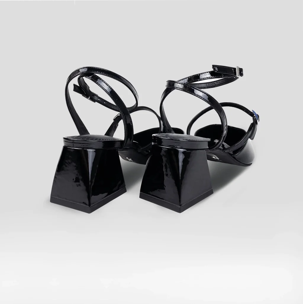 Slingback Luciana em Couro Cor Preto Preto 4