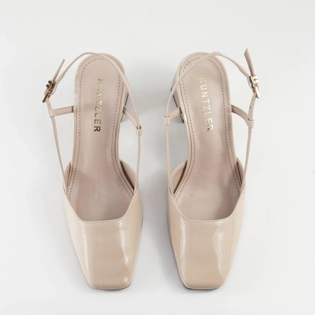 Slingback Amber em Couro Verniz Cor Nude Branco 4