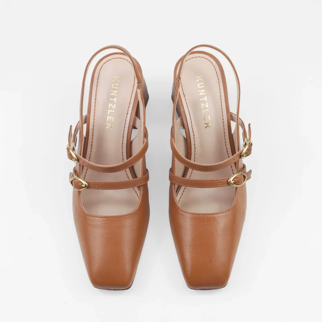 Slingback Monique em Couro Cor Caramelo Marrom 3