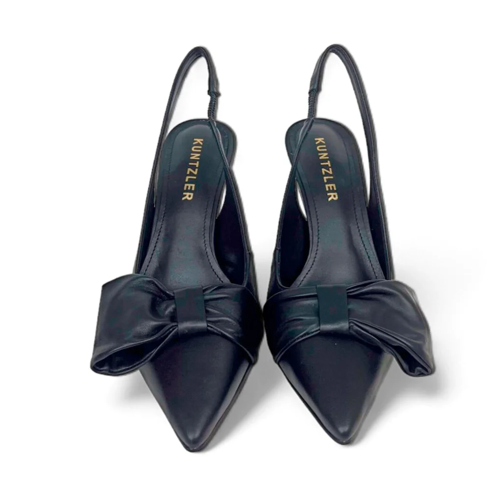 Slingback Catarina em Couro Cor Preto Preto 3
