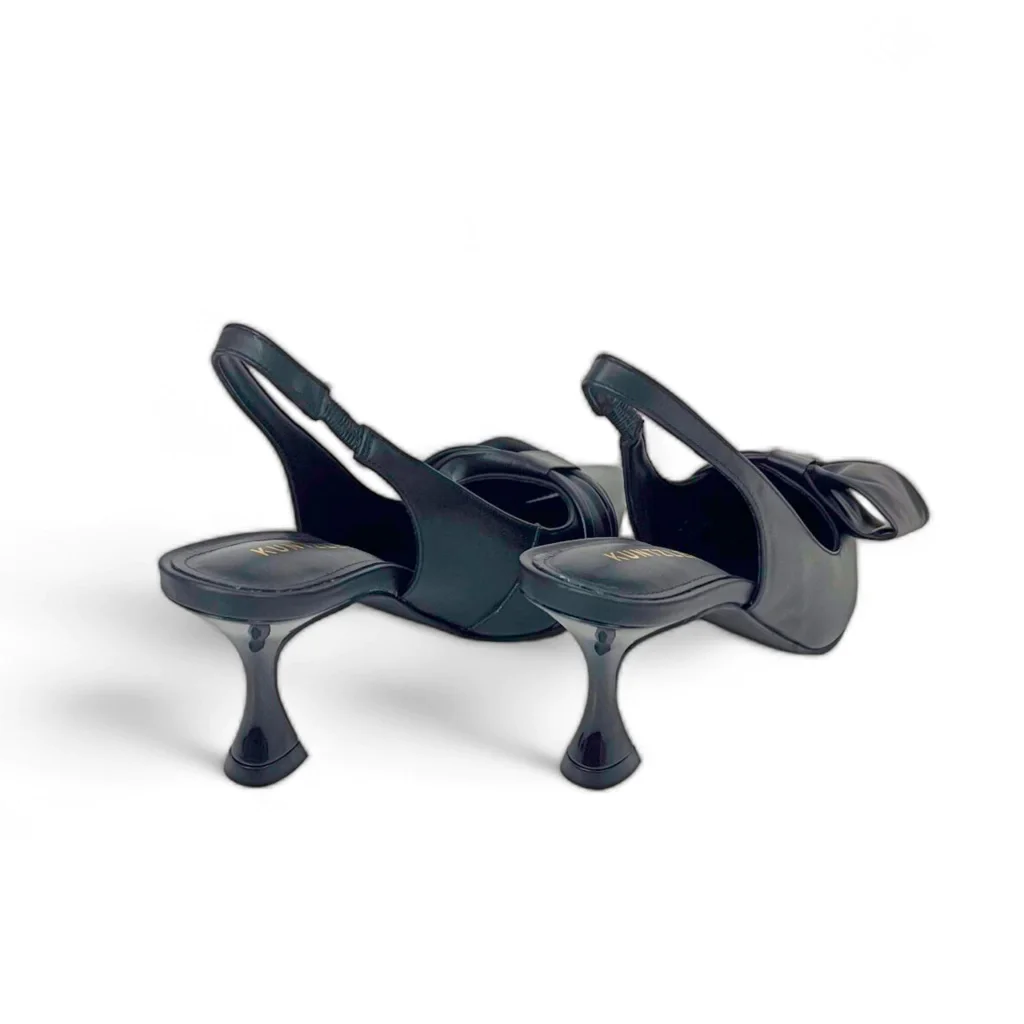 Slingback Catarina em Couro Cor Preto Preto 4