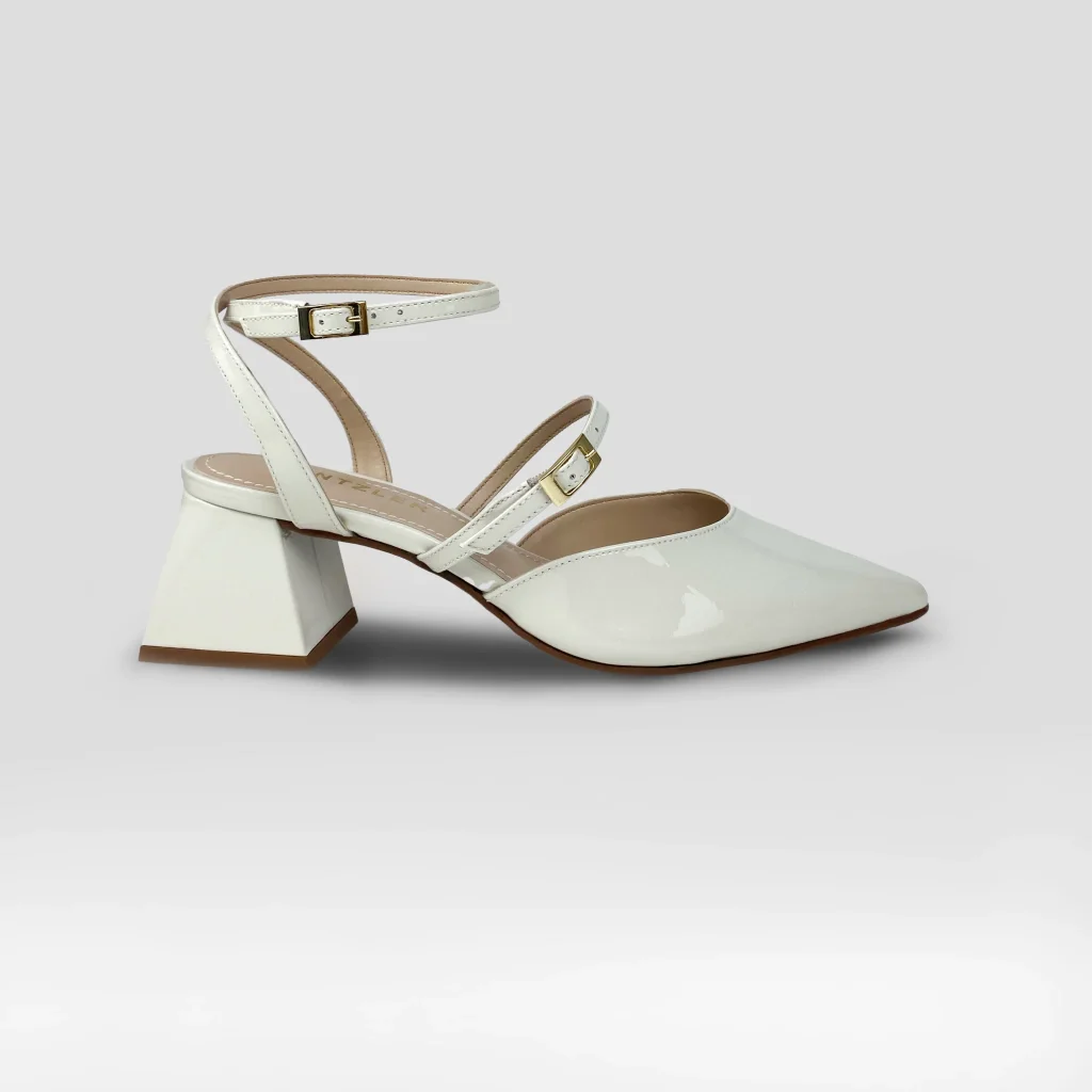 Slingback Luciana em Couro Cor Leite de Coco