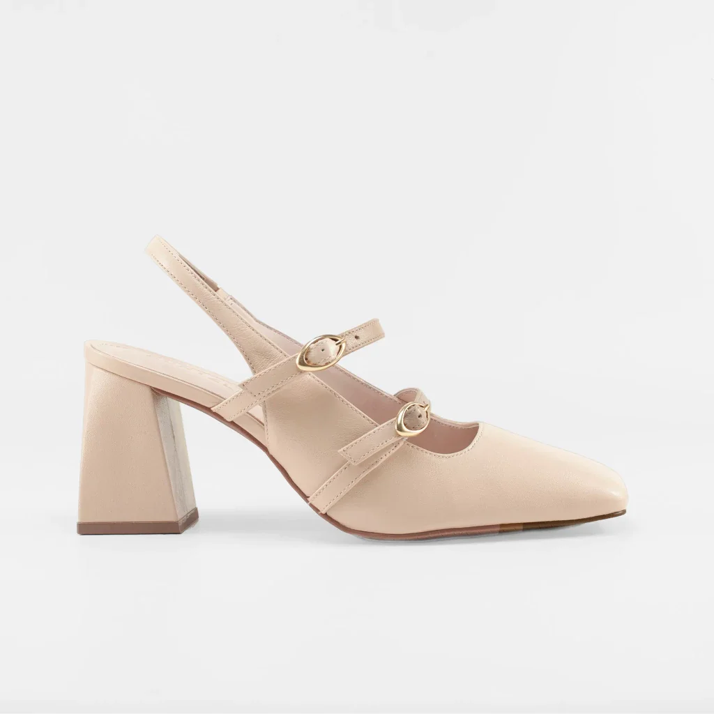 Slingback Monique em Couro Cor Nude