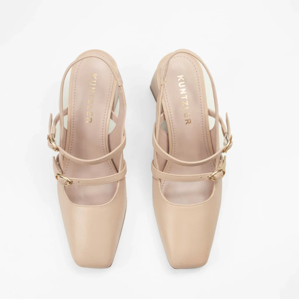 Slingback Monique em Couro Cor Nude Bege 3