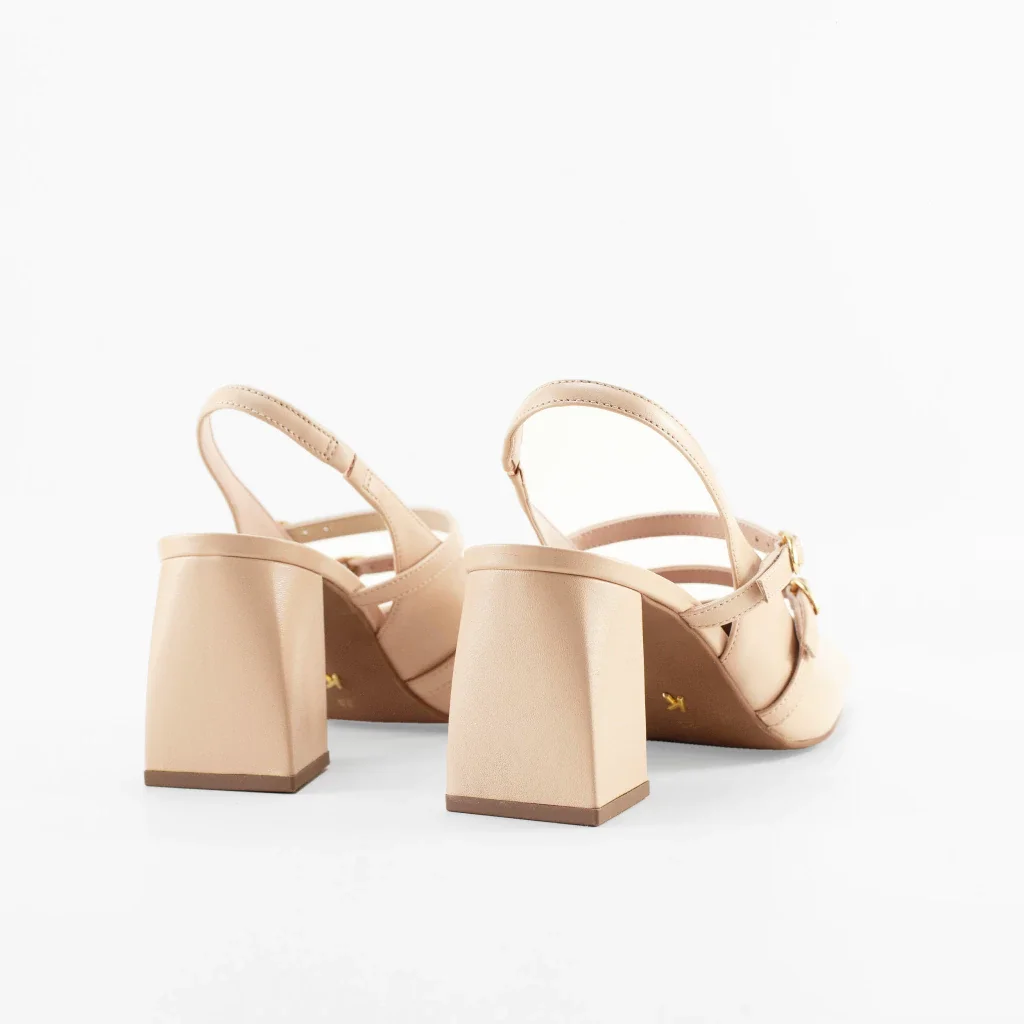 Slingback Monique em Couro Cor Nude Bege 4