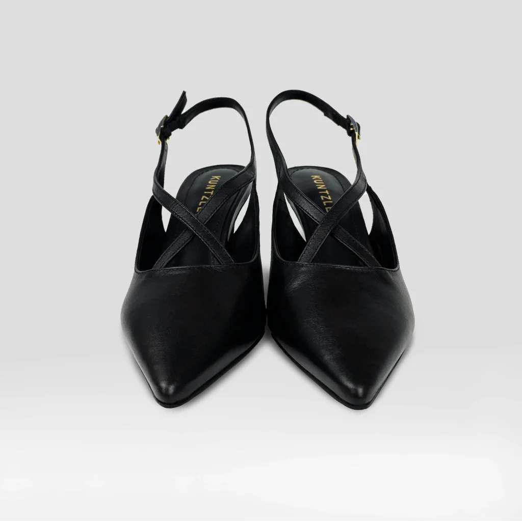 Slingback Leia em Couro Cor Preto Preto 3