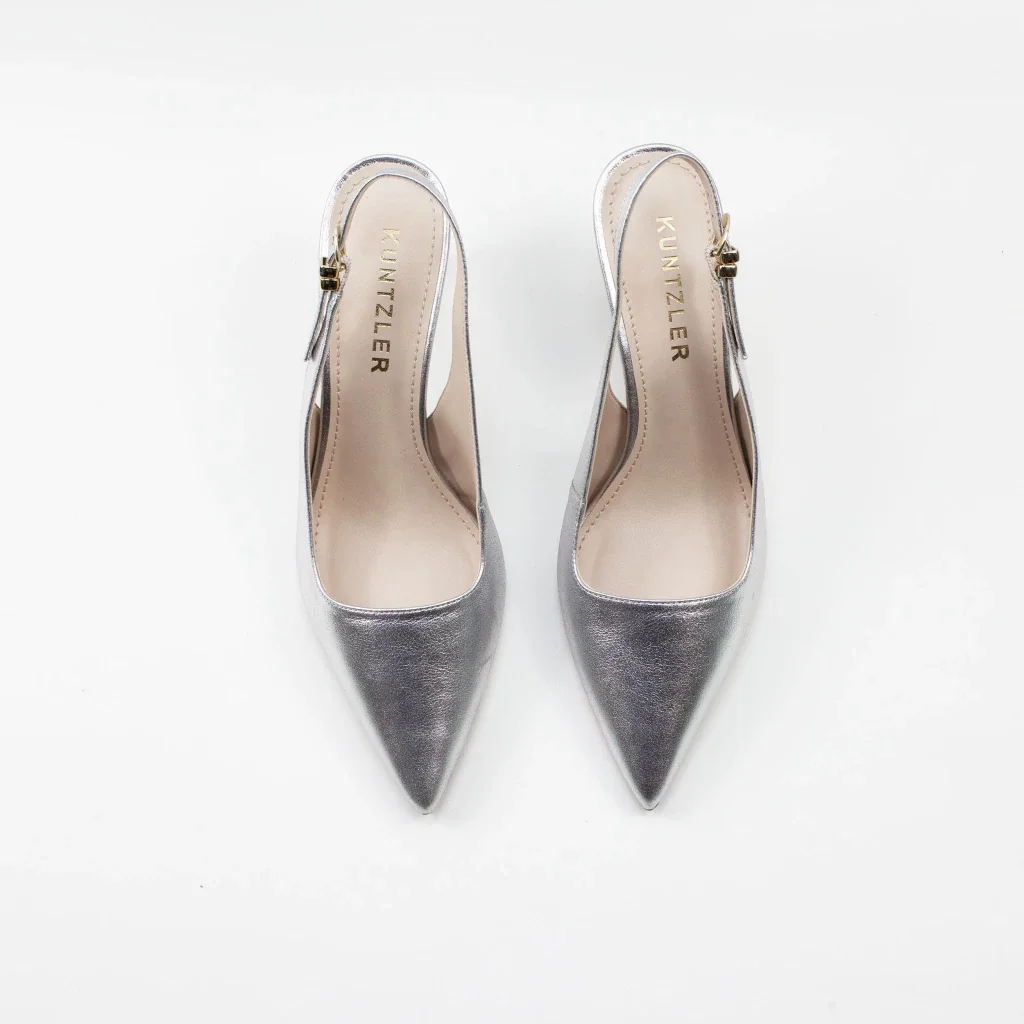 Slingback Vickie em Couro Metalic Cor Prata Prata 3