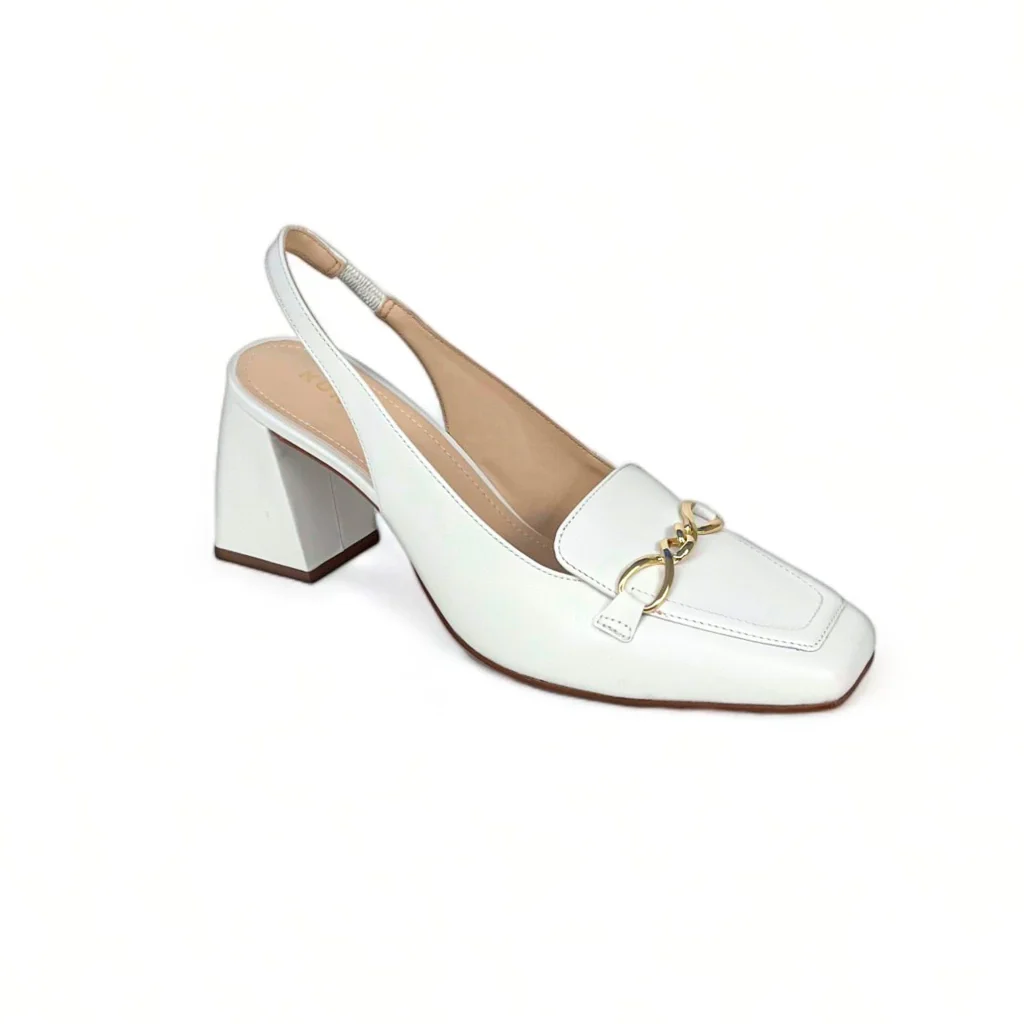 Slingback Monique em Couro Cor Leite de Coco