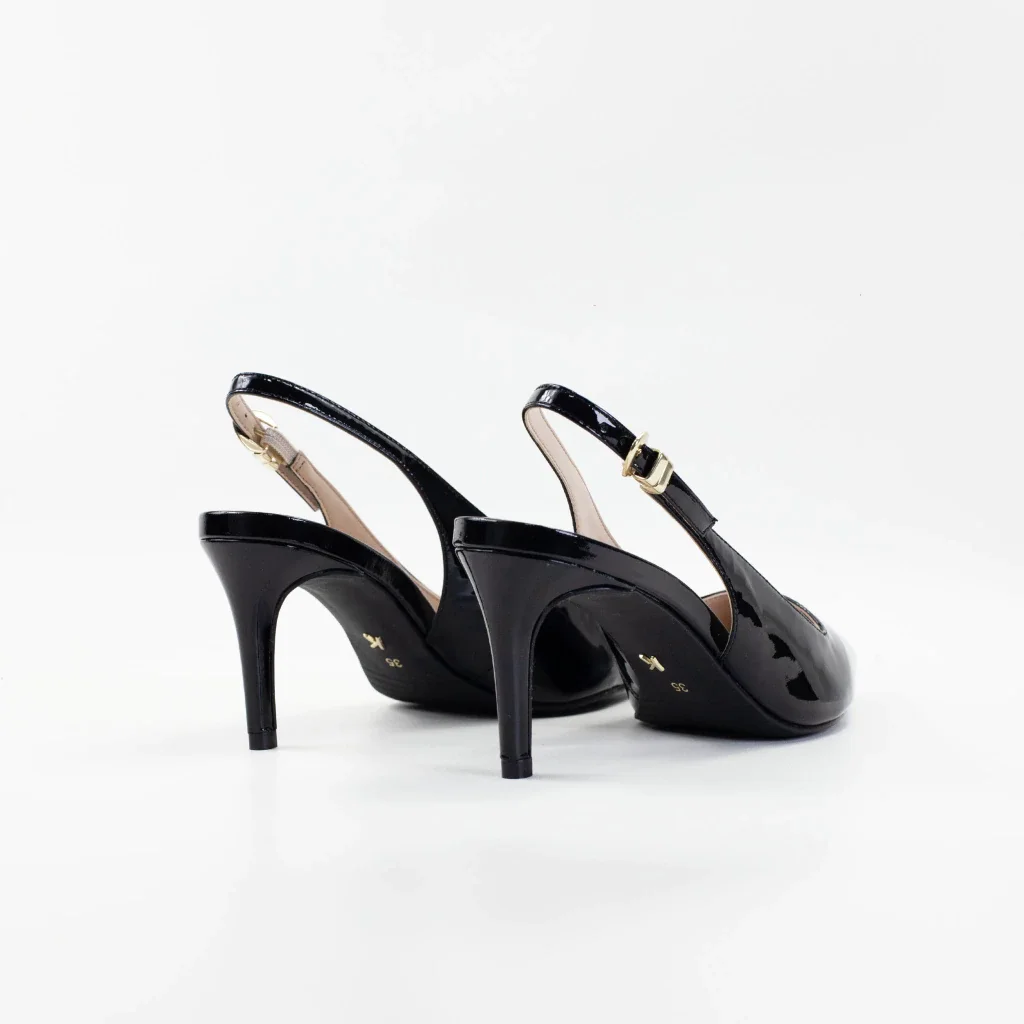 Slingback Vickie em Couro Verniz Cor Preto Preto 4