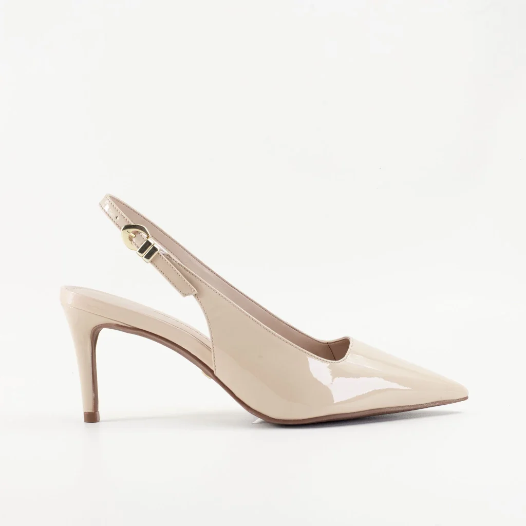 Slingback Vickie em Couro Verniz Cor Nude