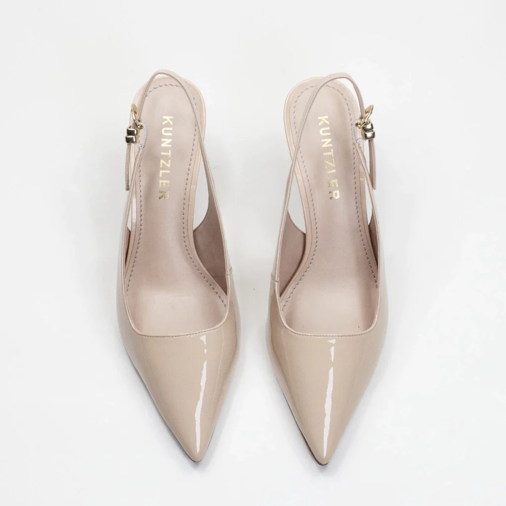 Slingback Vickie em Couro Verniz Cor Nude Bege 3