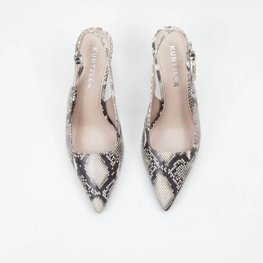 Slingback Vickie em Couro Snake Cor Off White Animal Print 3