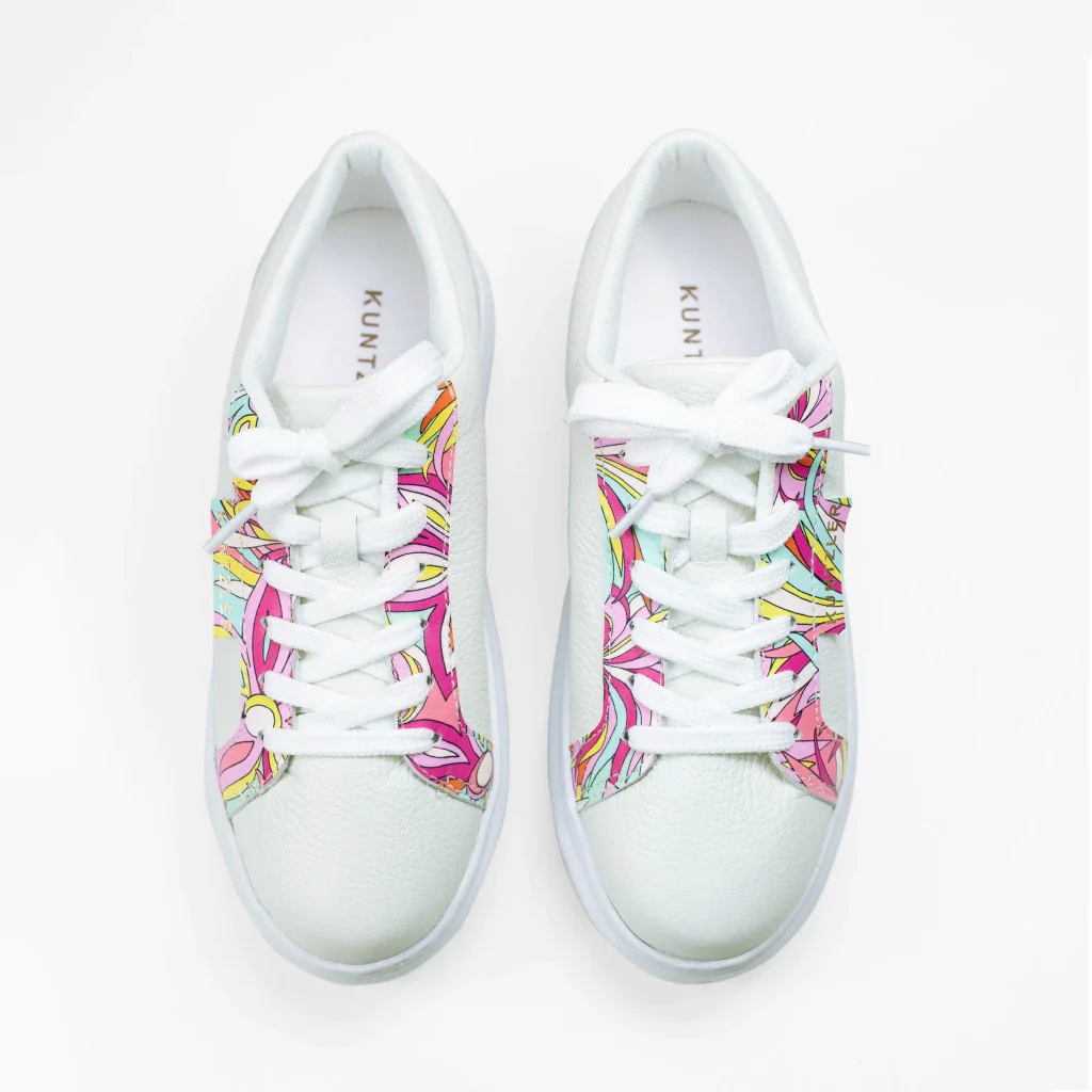 Tênis Vivian em Couro Cor Off White/Rosa Branco 3