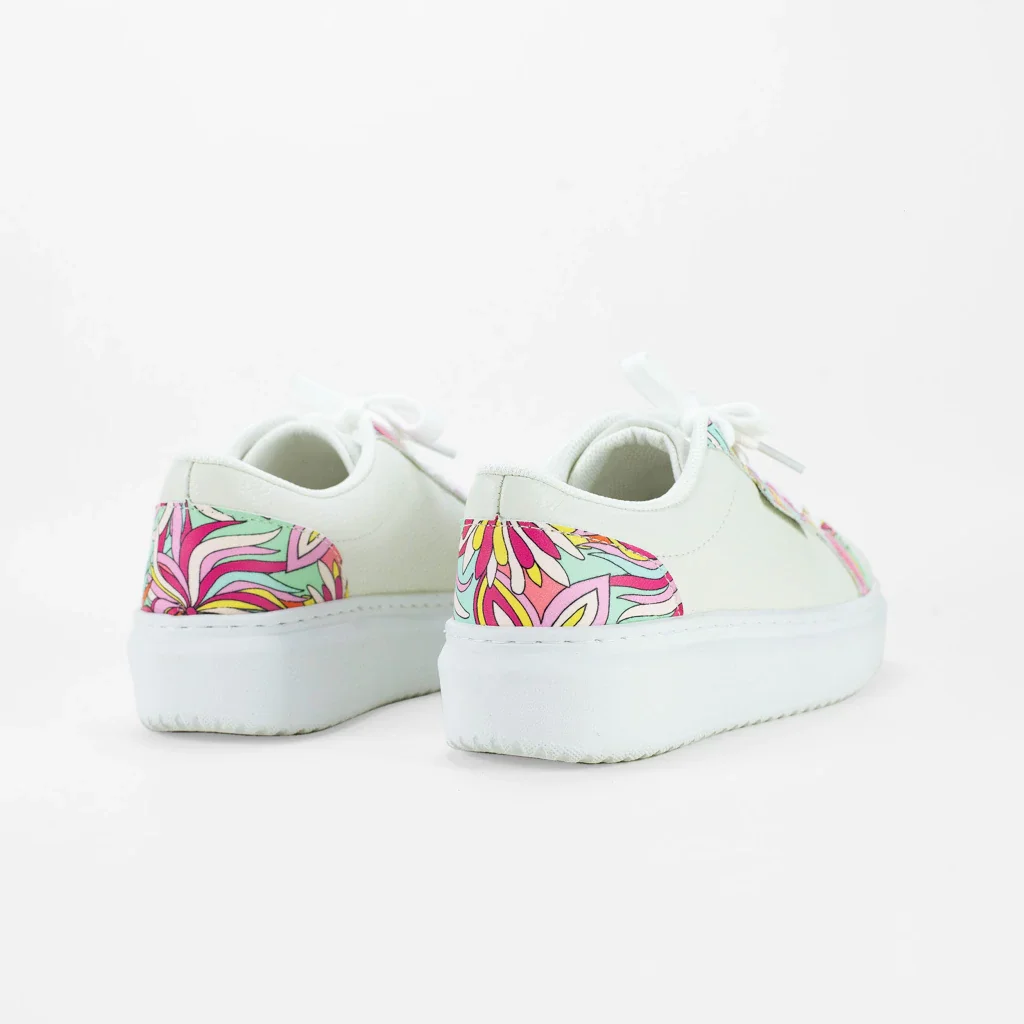 Tênis Vivian em Couro Cor Off White/Rosa Branco 4