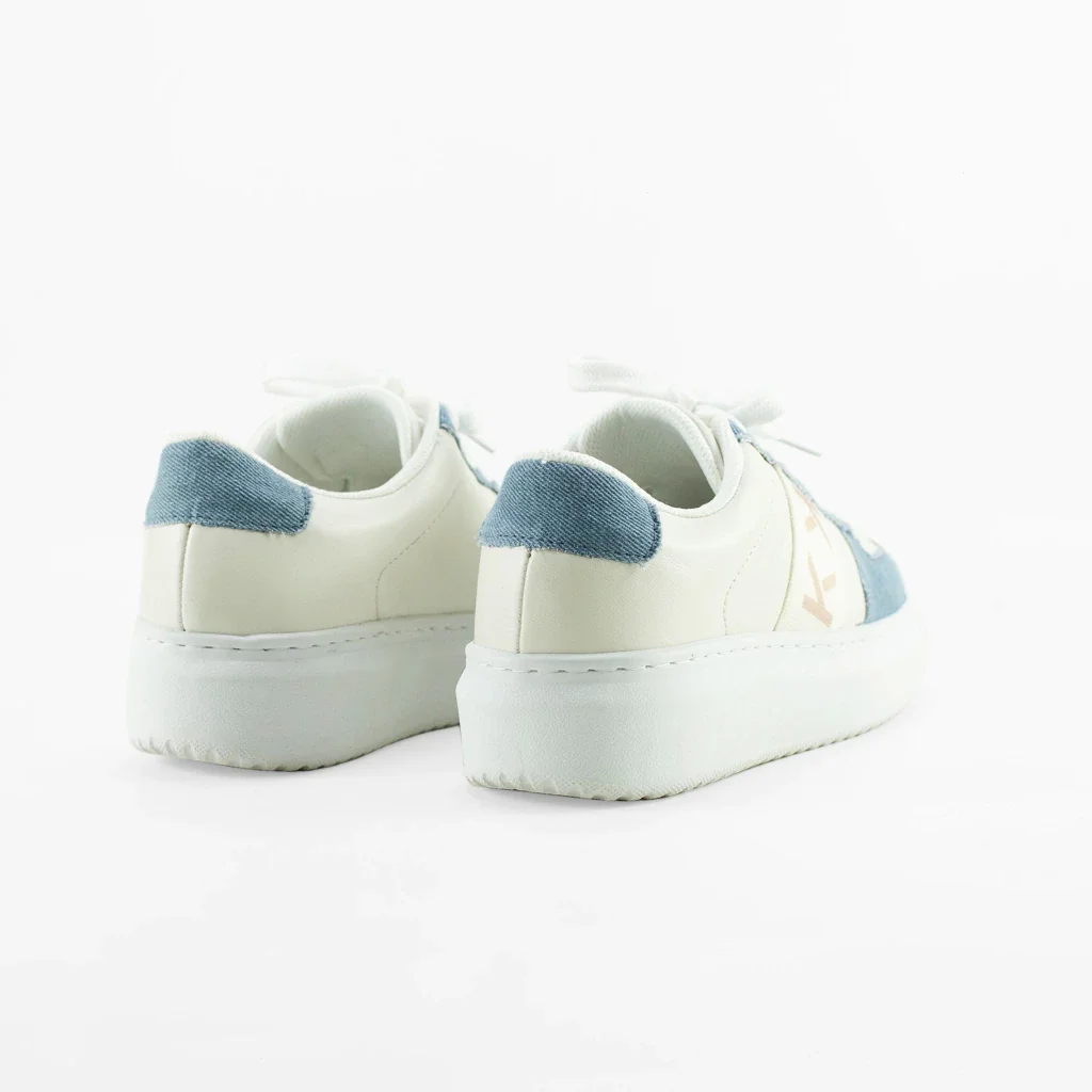 Tênis Vivian Detalhes K em Tecido Jeans/Couro Cor Jeans/Branco Branco/Aul 2