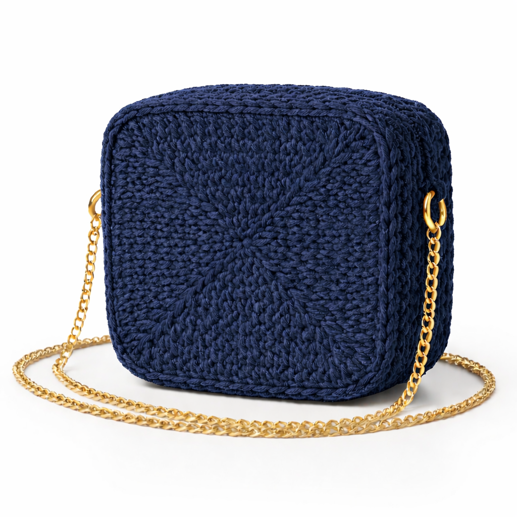 Bolsa quadrada de croche croco Diana