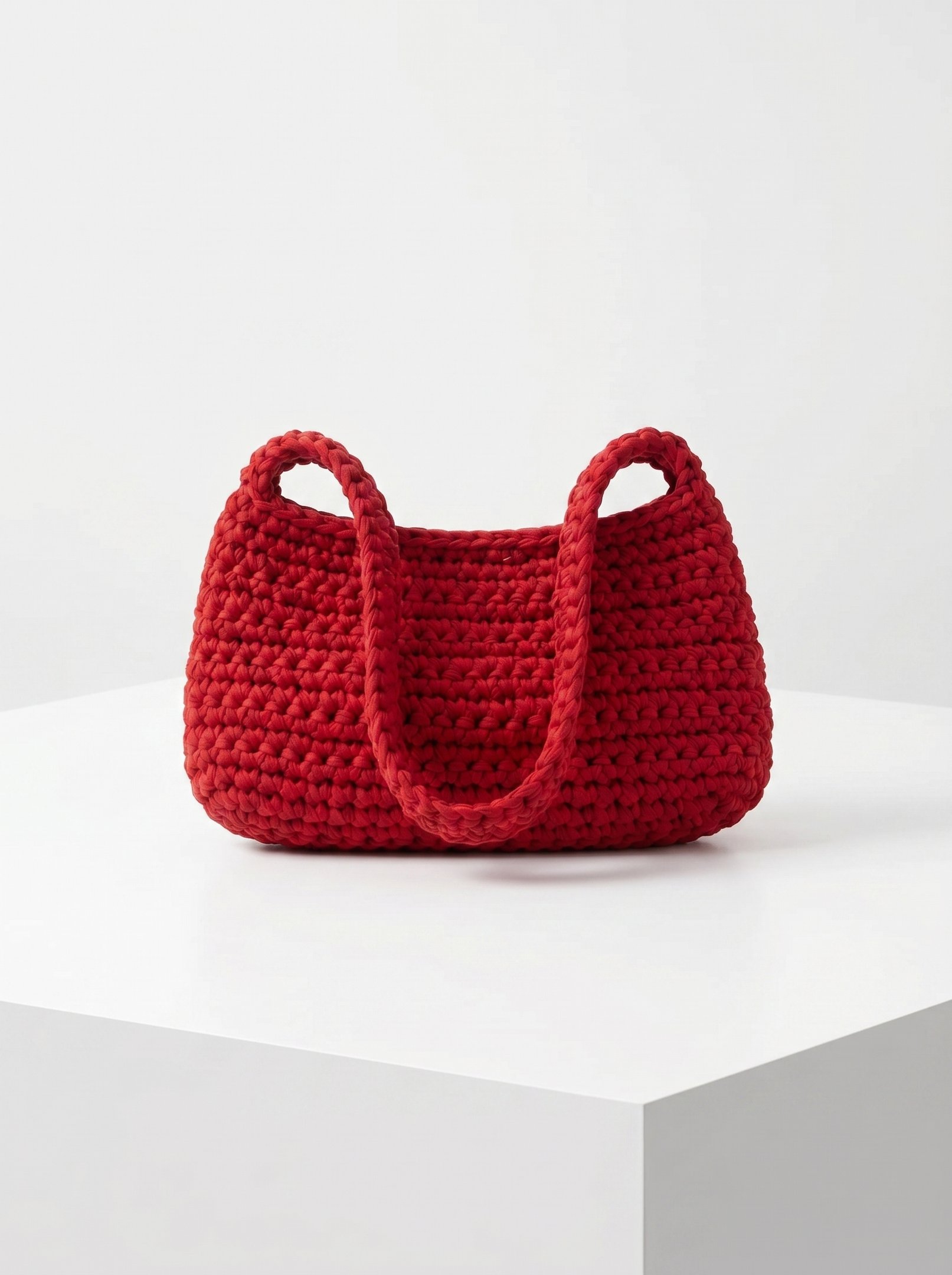 Bolsa Chery Feminina De Ombro Feita em Croche Verniz Vermelho 2