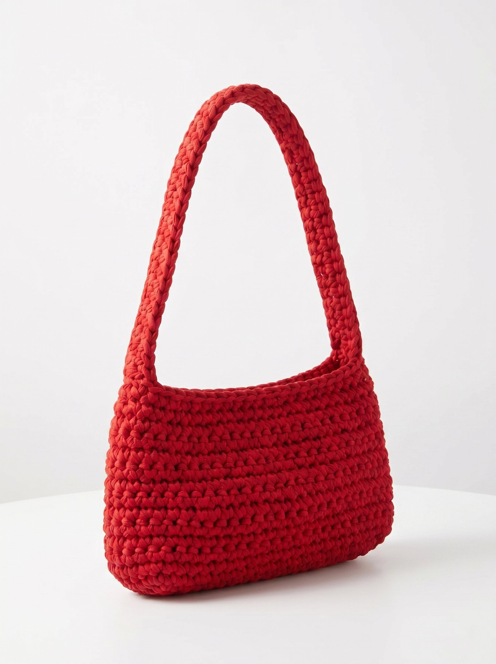 Bolsa Chery Feminina De Ombro Feita em Croche Verniz Vermelho 3