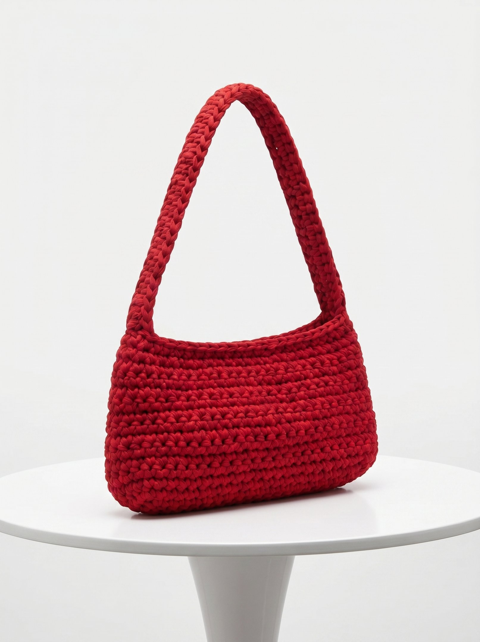 Bolsa Chery Feminina De Ombro Feita em Croche Verniz Vermelho 5
